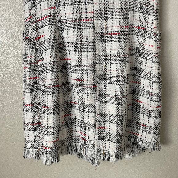 Zara Dress Womens Medium White Plaid Tweed Metallic Mini Sheath Preppy Academia - Picture 9 of 12